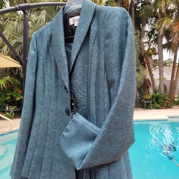 LeSuit Size 6 Pant Suit in Blue Tweed - Picture 5 of 5